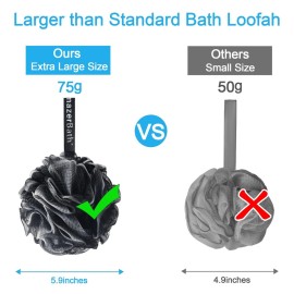 AmazerBath Loofah Sponge 75g/Piece, Loofah for Men Body Scrubber - Bath Sponge Loofa Set of 4 Black (Large) AmazerBath Loofah Sponge 75g/Piece, Loofah for Men Body Scrubber - Bath Sponge Loofa Set of 4 Black (Large)