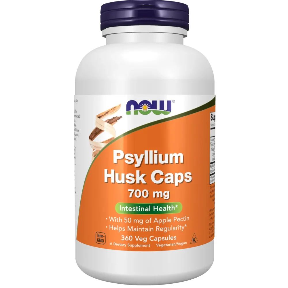 NOW Foods Supplements, Psyllium Husk Caps 700 mg with 50 mg of Apple Pectin, Intestinal Health*, 360 Veg Capsules NOW Foods Supplements, Psyllium Husk Caps 700 mg with 50 mg of Apple Pectin, Intestinal Health*, 360 Veg Capsules
