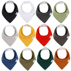 Baby Bandana Drool Bibs for Boys and Girls,Super Soft Unisex 12 Pack Absorbent Cotton Organic Bib Set for Teething and Drooling