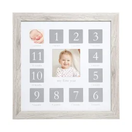 Kate & Milo My First Year Frame, Newborn To First Birthday Photo Frame, Baby Keepsake Nursery Frame, Rustic Wood