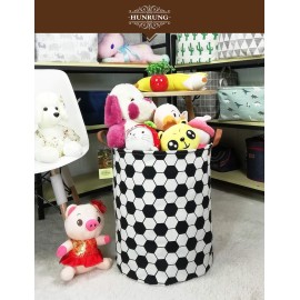 HUNRUNG Laundry Hamper,Large Canvas Fabric Lightweight Storage Basket Toy Organizer Dirty Clothes Collapsible Waterproof for College Dorms, Children Bedroom,BathroomRoud-Football