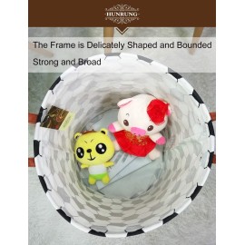 HUNRUNG Laundry Hamper,Large Canvas Fabric Lightweight Storage Basket Toy Organizer Dirty Clothes Collapsible Waterproof for College Dorms, Children Bedroom,BathroomRoud-Football