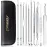 MENOLY Pimple Popper Tool Kit 10 Pcs Blackhead Remover Tool Zit Popper for Blemish, Pimple Comedone Extractor Acne Tool for Blackheads, Acnes, Whiteheads Nose Face with Leather Bag