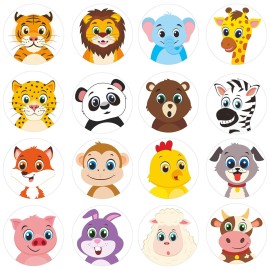 600 Adorable Round Land Animal Stickers in 16 Designs with Perforated Line Expanded Version (Each Measures 1.5 in Diameter) 600 Adorable Round Land Animal Stickers in 16 Designs with Perforated Line Expanded Version (Each Measures 1.5 in Diameter)