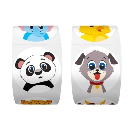 600 Adorable Round Land Animal Stickers in 16 Designs with Perforated Line Expanded Version (Each Measures 1.5 in Diameter) 600 Adorable Round Land Animal Stickers in 16 Designs with Perforated Line Expanded Version (Each Measures 1.5 in Diameter)