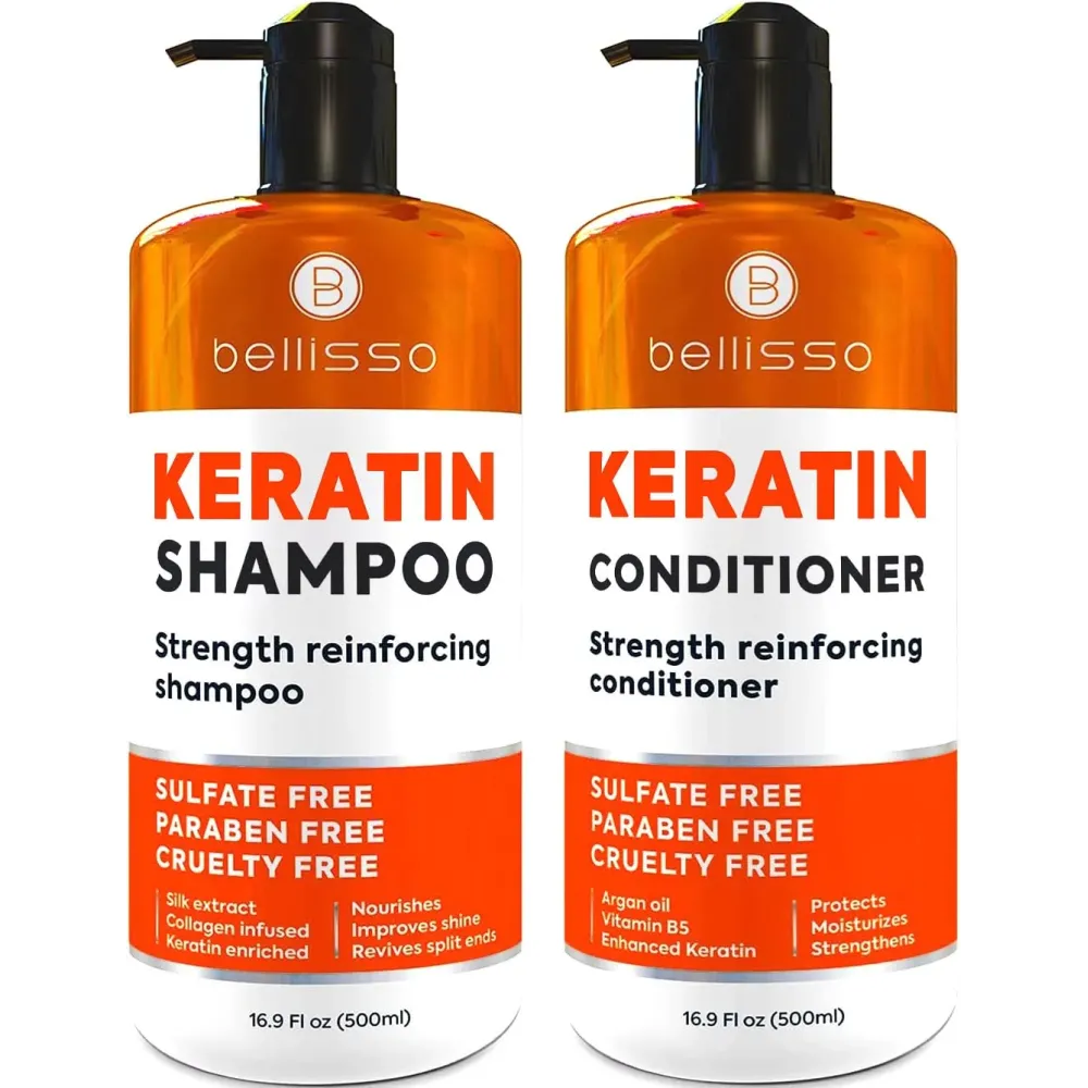Keratin Shampoo and Conditioner Set - Sulfate Free and Paraben Free - Salon Thickening Treatment for Dry, Damaged, Curly, Frizzy, Straight or Color Treated Hair - Anti Frizz Formula for Women and Men Keratin Shampoo and Conditioner Set - Sulfate Free and Paraben Free - Salon Thickening Treatment for Dry, Damaged, Curly, Frizzy, Straight or Color Treated Hair - Anti Frizz Formula for Women and Men