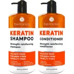 Keratin Shampoo and Conditioner Set - Sulfate Free and Paraben Free - Salon Thickening Treatment for Dry, Damaged, Curly, Frizzy, Straight or Color Treated Hair - Anti Frizz Formula for Women and Men
