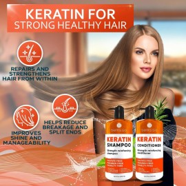 Keratin Shampoo and Conditioner Set - Sulfate Free and Paraben Free - Salon Thickening Treatment for Dry, Damaged, Curly, Frizzy, Straight or Color Treated Hair - Anti Frizz Formula for Women and Men Keratin Shampoo and Conditioner Set - Sulfate Free and Paraben Free - Salon Thickening Treatment for Dry, Damaged, Curly, Frizzy, Straight or Color Treated Hair - Anti Frizz Formula for Women and Men