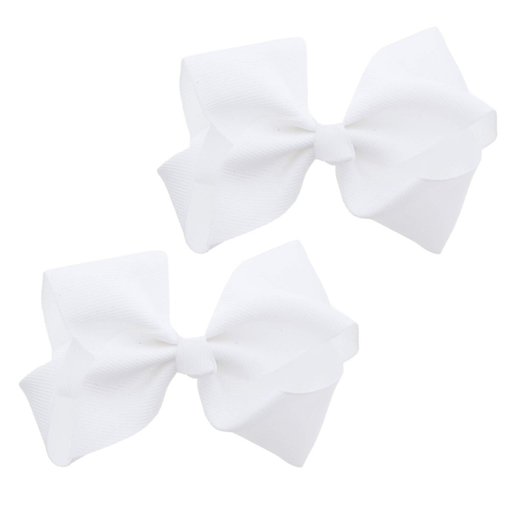 3 Inch Grosgrain Bow for Little Girls- Set of 2 (White) 3 Inch Grosgrain Bow for Little Girls- Set of 2 (White)