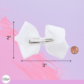 3 Inch Grosgrain Bow for Little Girls- Set of 2 (White) 3 Inch Grosgrain Bow for Little Girls- Set of 2 (White)