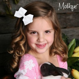 3 Inch Grosgrain Bow for Little Girls- Set of 2 (White) 3 Inch Grosgrain Bow for Little Girls- Set of 2 (White)