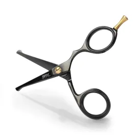BRV MEN Rounded-Tip Small Trim Scissors for Men 4.2 | High Carbon Stainless Steel | Nose Hair for Men | Professional Grooming Scissors for Beard, Mustache & Ear Hair - RIGHT HANDED (Black)
