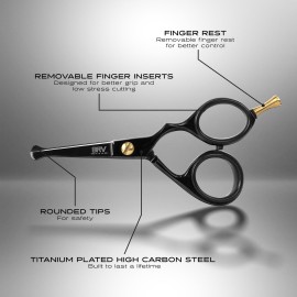 BRV MEN Rounded-Tip Small Trim Scissors for Men 4.2 | High Carbon Stainless Steel | Nose Hair for Men | Professional Grooming Scissors for Beard, Mustache & Ear Hair - RIGHT HANDED (Black) BRV MEN Rounded-Tip Small Trim Scissors for Men 4.2 | High Carbon Stainless Steel | Nose Hair for Men | Professional Grooming Scissors for Beard, Mustache & Ear Hair - RIGHT HANDED (Black)