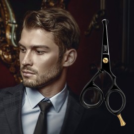 BRV MEN Rounded-Tip Small Trim Scissors for Men 4.2 | High Carbon Stainless Steel | Nose Hair for Men | Professional Grooming Scissors for Beard, Mustache & Ear Hair - RIGHT HANDED (Black) BRV MEN Rounded-Tip Small Trim Scissors for Men 4.2 | High Carbon Stainless Steel | Nose Hair for Men | Professional Grooming Scissors for Beard, Mustache & Ear Hair - RIGHT HANDED (Black)