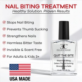 Ellie Chase Stop Nail Biting Deterrent Treatment Polish Extra Bitter Taste 0.5 Oz | Stop Putting Fingers In Your Mouth | Safe For Adults & Kids | Helps Nail Growth Made in USA | DBP Free, TPHP Free Ellie Chase Stop Nail Biting Deterrent Treatment Polish Extra Bitter Taste 0.5 Oz | Stop Putting Fingers In Your Mouth | Safe For Adults & Kids | Helps Nail Growth Made in USA | DBP Free, TPHP Free