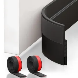 Suptikes 2 Pack Door Draft StopperDoor Sweep for Exterior & Interior Doors,Door Bottom Seal Dust and Noise Insulation Weather Stripping Draft Guard Insulator, 1.8 W x 37 L,Black