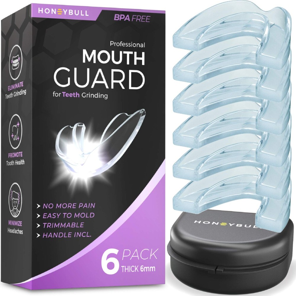 HONEYBULL Anti Grinding Guard Set [6 Pack - Thick] Comes in Bigger Size for Heavy Grinding | Comfortable Custom Mouth Guard for Nighttime Teeth Grinding
