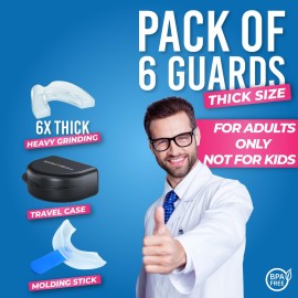 HONEYBULL Anti Grinding Guard Set [6 Pack - Thick] Comes in Bigger Size for Heavy Grinding | Comfortable Custom Mouth Guard for Nighttime Teeth Grinding