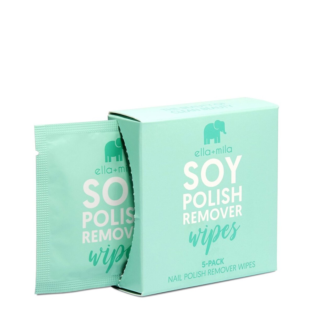 ella+mila Soy Nail Polish Remover Wipes Non-Acetone Lint Free Nail Wipes - Non-Toxic Fingernail Polish Remover - Unscented & Enriched with Vitamins A,C & E (5 Pack) ella+mila Soy Nail Polish Remover Wipes Non-Acetone Lint Free Nail Wipes - Non-Toxic Fingernail Polish Remover - Unscented & Enriched with Vitamins A,C & E (5 Pack)