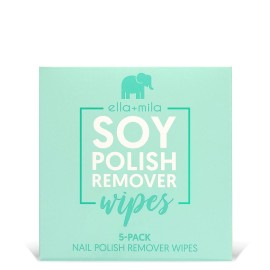 ella+mila Soy Nail Polish Remover Wipes Non-Acetone Lint Free Nail Wipes - Non-Toxic Fingernail Polish Remover - Unscented & Enriched with Vitamins A,C & E (5 Pack) ella+mila Soy Nail Polish Remover Wipes Non-Acetone Lint Free Nail Wipes - Non-Toxic Fingernail Polish Remover - Unscented & Enriched with Vitamins A,C & E (5 Pack)
