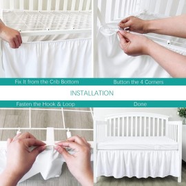 Crib Bed Skirt 28 x 52 with 14 Drop Pleated Dust Ruffle for Baby Boys Girls Elastic Adjustable Fit Toddler Bedskirt Easy On/Off Soft Nursery Standard Crib Bedding Skirts Solid White Crib Skirt Crib Bed Skirt 28 x 52 with 14 Drop Pleated Dust Ruffle for Baby Boys Girls Elastic Adjustable Fit Toddler Bedskirt Easy On/Off Soft Nursery Standard Crib Bedding Skirts Solid White Crib Skirt
