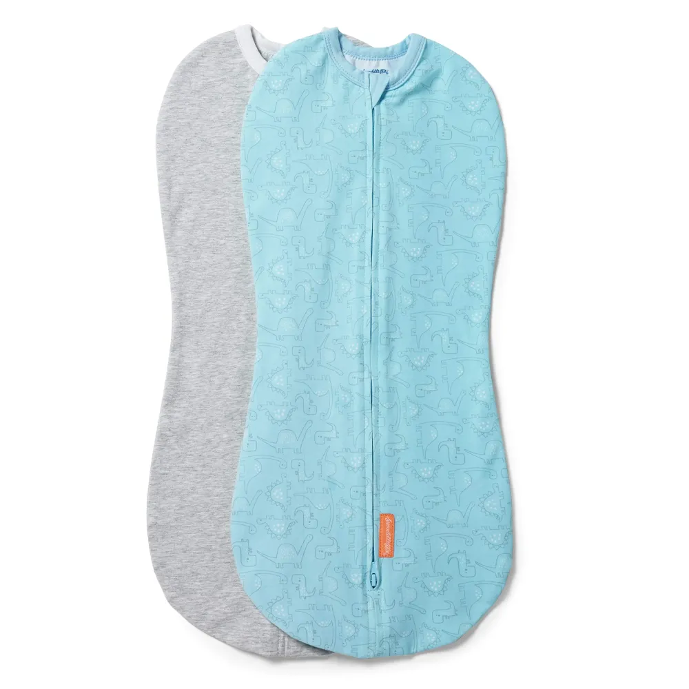 SwaddleMe by Ingenuity Compression Baby Swaddle Pod, Two-Way Zipper for Easy Diaper Changes, Improves Sleep & Calms Startle Reflex, 0-2 Months, 1.0 TOG, 2-Pack - Dino Jam SwaddleMe by Ingenuity Compression Baby Swaddle Pod, Two-Way Zipper for Easy Diaper Changes, Improves Sleep & Calms Startle Reflex, 0-2 Months, 1.0 TOG, 2-Pack - Dino Jam