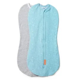 SwaddleMe by Ingenuity Compression Baby Swaddle Pod, Two-Way Zipper for Easy Diaper Changes, Improves Sleep & Calms Startle Reflex, 0-2 Months, 1.0 TOG, 2-Pack - Dino Jam