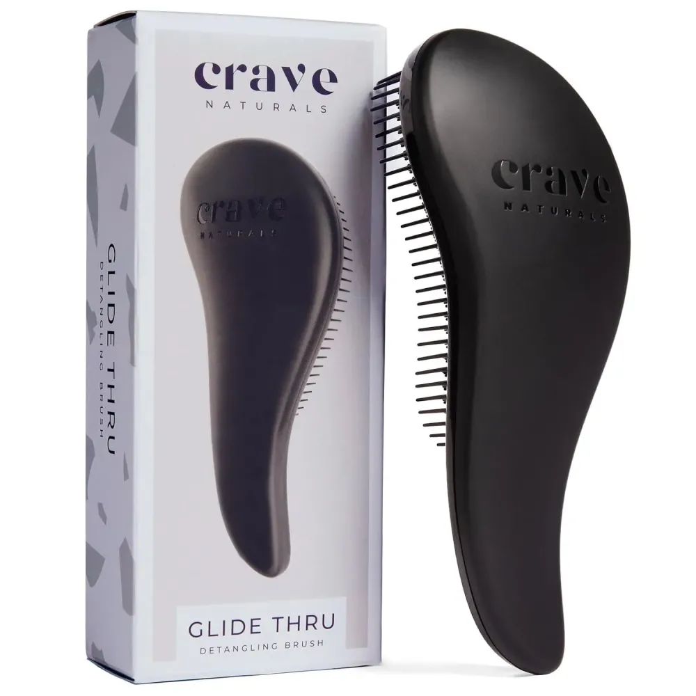 Crave Naturals Biggie Glide Thru Hair Brush - Detangler Brush for Curly, Straight, Wet or Dry Hair - Gentle Detangling Brushes for Adults, Kids, Toddlers - Hair Accessories for Women, 8.4x3.4 - Black Crave Naturals Biggie Glide Thru Hair Brush - Detangler Brush for Curly, Straight, Wet or Dry Hair - Gentle Detangling Brushes for Adults, Kids, Toddlers - Hair Accessories for Women, 8.4x3.4 - Black