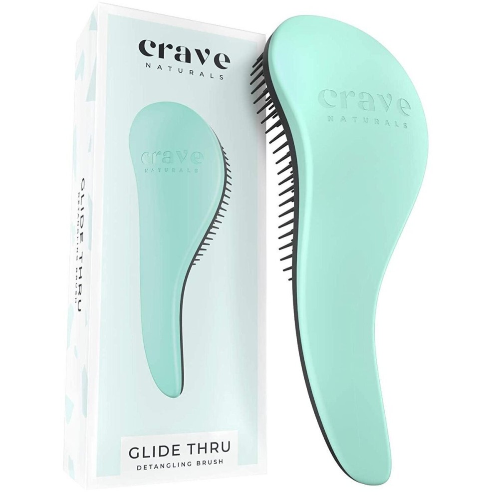 Crave Naturals Biggie Glide Thru Hair Brush - Detangler Brush for Curly, Straight, Wet or Dry Hair - Gentle Detangling Brushes for Adults, Kids, Toddlers - Hair Accessories for Women, 8.4x3.4 - Mint Crave Naturals Biggie Glide Thru Hair Brush - Detangler Brush for Curly, Straight, Wet or Dry Hair - Gentle Detangling Brushes for Adults, Kids, Toddlers - Hair Accessories for Women, 8.4x3.4 - Mint