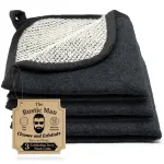 The Rustic Man Terry Wash Cloths for Face and Body, Dual-Sided Cleansing and Exfoliating Washcloths, Machine Wash, Black, 3 Count