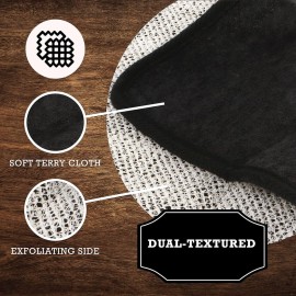 The Rustic Man Terry Wash Cloths for Face and Body, Dual-Sided Cleansing and Exfoliating Washcloths, Machine Wash, Black, 3 Count The Rustic Man Terry Wash Cloths for Face and Body, Dual-Sided Cleansing and Exfoliating Washcloths, Machine Wash, Black, 3 Count