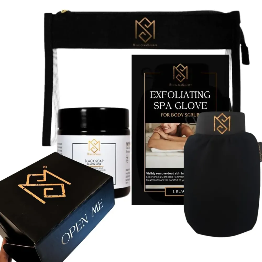 Exfoliating Glove Kessa Mitt Body Scrubber - Dead Skin Remover Shower Glove for Dead Skin Scrubbing and Deep Pore Cleansing - by MoroccanSource (3 Piece spa Set) Exfoliating Glove Kessa Mitt Body Scrubber - Dead Skin Remover Shower Glove for Dead Skin Scrubbing and Deep Pore Cleansing - by MoroccanSource (3 Piece spa Set)