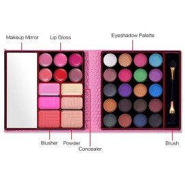 All in One Makeup Kit - 20 Eyeshadow, 6 Lip Glosses, 3 Blushers, 2 Powder, 1 Concealer, 1 Mirror, 1 Brush, Make Up Gift Set for Teen Girls, Beginners And Pros All in One Makeup Kit - 20 Eyeshadow, 6 Lip Glosses, 3 Blushers, 2 Powder, 1 Concealer, 1 Mirror, 1 Brush, Make Up Gift Set for Teen Girls, Beginners And Pros