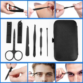 QURIPE 7pcs Manicure set, Nail Clippers Kit, Stainless Steel Manicure Kit, Nail Clipping Tools Portable Travel Grooming Kit, The Best Gift with Luxurious Case (Black-7) QURIPE 7pcs Manicure set, Nail Clippers Kit, Stainless Steel Manicure Kit, Nail Clipping Tools Portable Travel Grooming Kit, The Best Gift with Luxurious Case (Black-7)