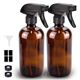 Bontip Glass Spray Bottle, Amber Glass Spray Bottle Set & Accessories for Non-toxic Window Cleaners Aromatherapy Facial Hydration Watering Flowers Hair Care (2 Pack/16 oz) (Amber) Bontip Glass Spray Bottle, Amber Glass Spray Bottle Set & Accessories for Non-toxic Window Cleaners Aromatherapy Facial Hydration Watering Flowers Hair Care (2 Pack/16 oz) (Amber)