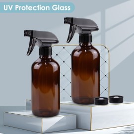 Bontip Glass Spray Bottle, Amber Glass Spray Bottle Set & Accessories for Non-toxic Window Cleaners Aromatherapy Facial Hydration Watering Flowers Hair Care (2 Pack/16 oz) (Amber) Bontip Glass Spray Bottle, Amber Glass Spray Bottle Set & Accessories for Non-toxic Window Cleaners Aromatherapy Facial Hydration Watering Flowers Hair Care (2 Pack/16 oz) (Amber)