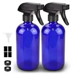 Bontip Glass Spray Bottle, Blue Glass Spray Bottle Set & Accessories for Non-toxic Window Cleaners Aromatherapy Facial Hydration Watering Flowers Hair Care (2 Pack/16 oz) (Blue)