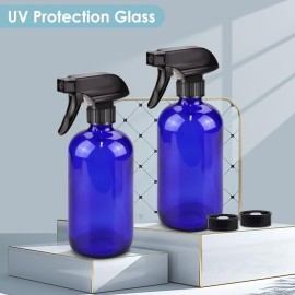 Bontip Glass Spray Bottle, Blue Glass Spray Bottle Set & Accessories for Non-toxic Window Cleaners Aromatherapy Facial Hydration Watering Flowers Hair Care (2 Pack/16 oz) (Blue) Bontip Glass Spray Bottle, Blue Glass Spray Bottle Set & Accessories for Non-toxic Window Cleaners Aromatherapy Facial Hydration Watering Flowers Hair Care (2 Pack/16 oz) (Blue)