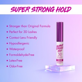 i-Envy by KISS Super Strong Hold 3D Strip Lash Glue (Clear), Waterproof Brush-On False Eyelash Adhesive, Latex-Free & Odor-Free, Long-Lasting & Easy Application, Ideal for Sensitive Eyes
