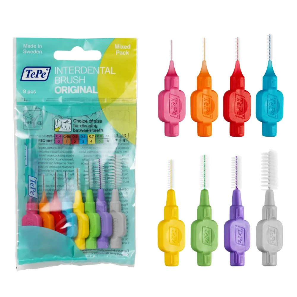 TePe Pack of 8 Interdental Brush Original, Soft Dental Brush for Teeth Cleaning, Mixed Pack TePe Pack of 8 Interdental Brush Original, Soft Dental Brush for Teeth Cleaning, Mixed Pack