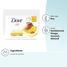 Dove Beauty Bar With Mango Butter 14 Bars To Moisturize Dry Skin More Moisturizing Than Bar Soap 3.75 oz Dove Beauty Bar With Mango Butter 14 Bars To Moisturize Dry Skin More Moisturizing Than Bar Soap 3.75 oz