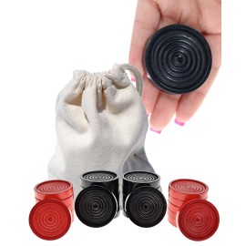 WE Games Wooden Checkers Pieces with Drawstring Storage Bag - 24 Checker Pieces Only - Red & Black, 2-inch Diameter