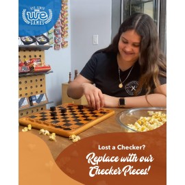 WE Games Wooden Checkers Pieces with Drawstring Storage Bag - 24 Checker Pieces Only - Red & Black, 2-inch Diameter