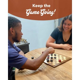 WE Games Wooden Checkers Pieces with Drawstring Storage Bag - 24 Checker Pieces Only - Red & Black, 2-inch Diameter
