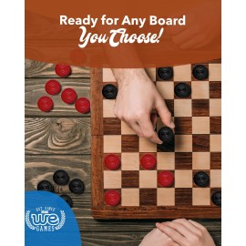 WE Games Wooden Checkers Pieces with Drawstring Storage Bag - 24 Checker Pieces Only - Red & Black, 2-inch Diameter