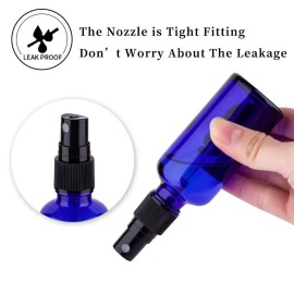 Hydior 2oz Small Fine Mist Spray Bottles For Essential Oils, Blue Glass Spray Bottle 3 Pack