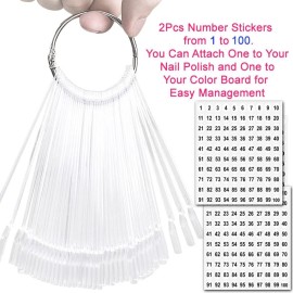 JASSINS 100 Pcs Clear Fan-shaped False Nail Swatch Sticks Nail Polish Practice Display Art Tips Nail Sample Sticks With Metal Split Ring JASSINS 100 Pcs Clear Fan-shaped False Nail Swatch Sticks Nail Polish Practice Display Art Tips Nail Sample Sticks With Metal Split Ring