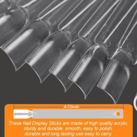 JASSINS 100 Pcs Clear Fan-shaped False Nail Swatch Sticks Nail Polish Practice Display Art Tips Nail Sample Sticks With Metal Split Ring JASSINS 100 Pcs Clear Fan-shaped False Nail Swatch Sticks Nail Polish Practice Display Art Tips Nail Sample Sticks With Metal Split Ring