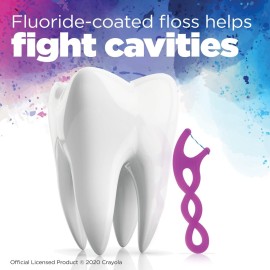 GUM Crayola Twistables Kids Flossers with Fluoride - Designed for Little Hands - Three Fun Fruit Flavors - Easy to Use Kids Floss Picks for Children Ages 3+, 75 Count