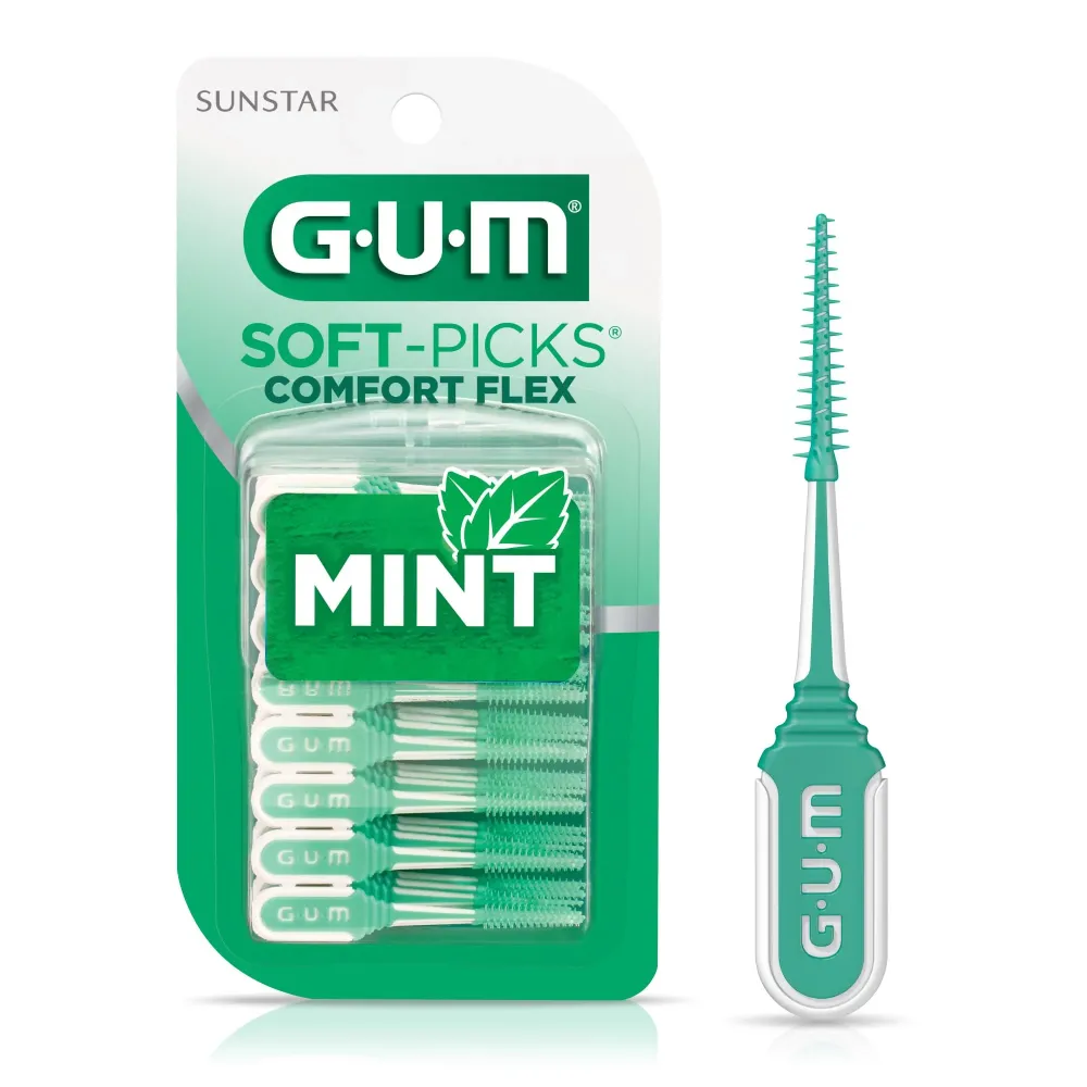 GUM Soft-Picks Comfort Flex, Easy to Use Dental Picks for Teeth Cleaning Health, Disposable Interdental Brushes with Convenient Carry Case, Dentist Recommended Dental Picks, Mint, 80 Count GUM Soft-Picks Comfort Flex, Easy to Use Dental Picks for Teeth Cleaning Health, Disposable Interdental Brushes with Convenient Carry Case, Dentist Recommended Dental Picks, Mint, 80 Count